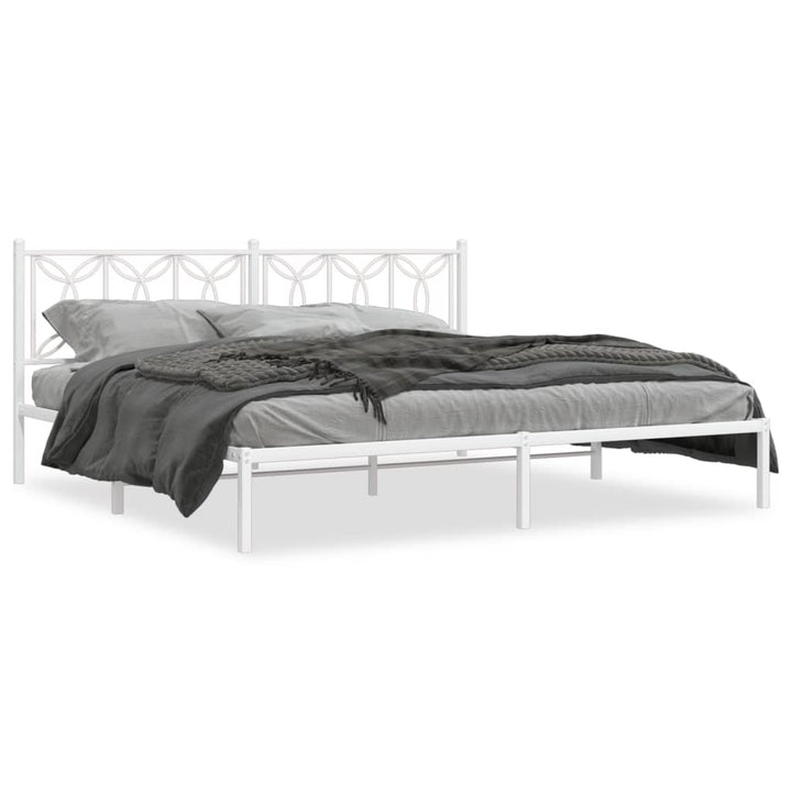 sengeramme med sengegavl 200x200 cm metal hvid