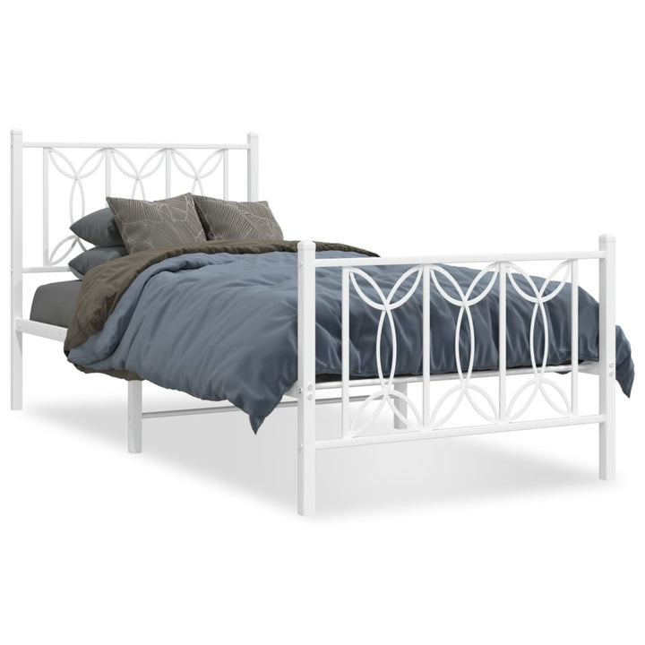 sengeramme med sengegavl og fodgærde 75x190 cm metal hvid