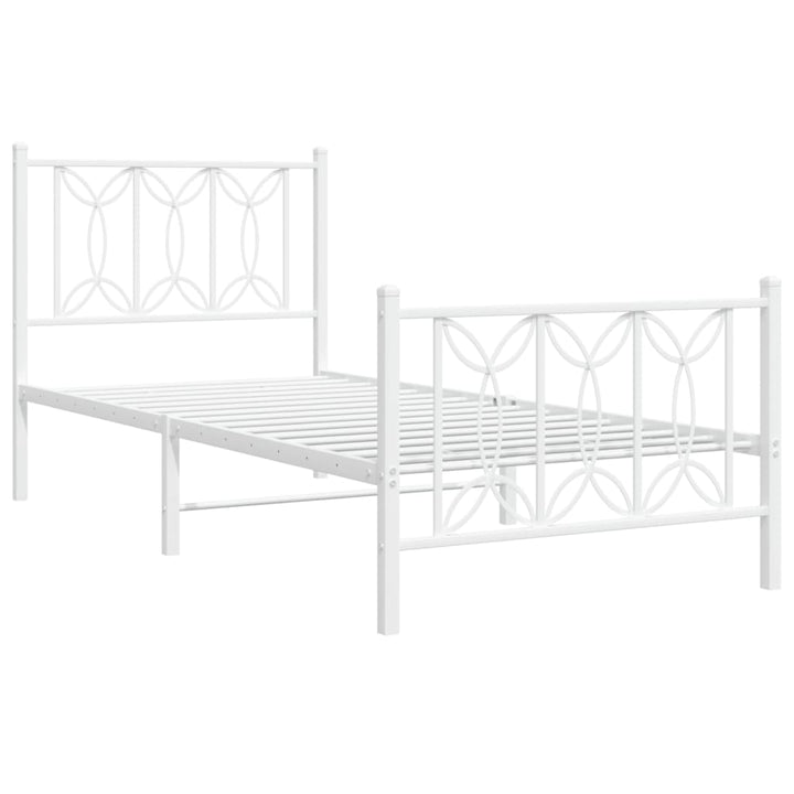 sengeramme med sengegavl og fodgærde 75x190 cm metal hvid