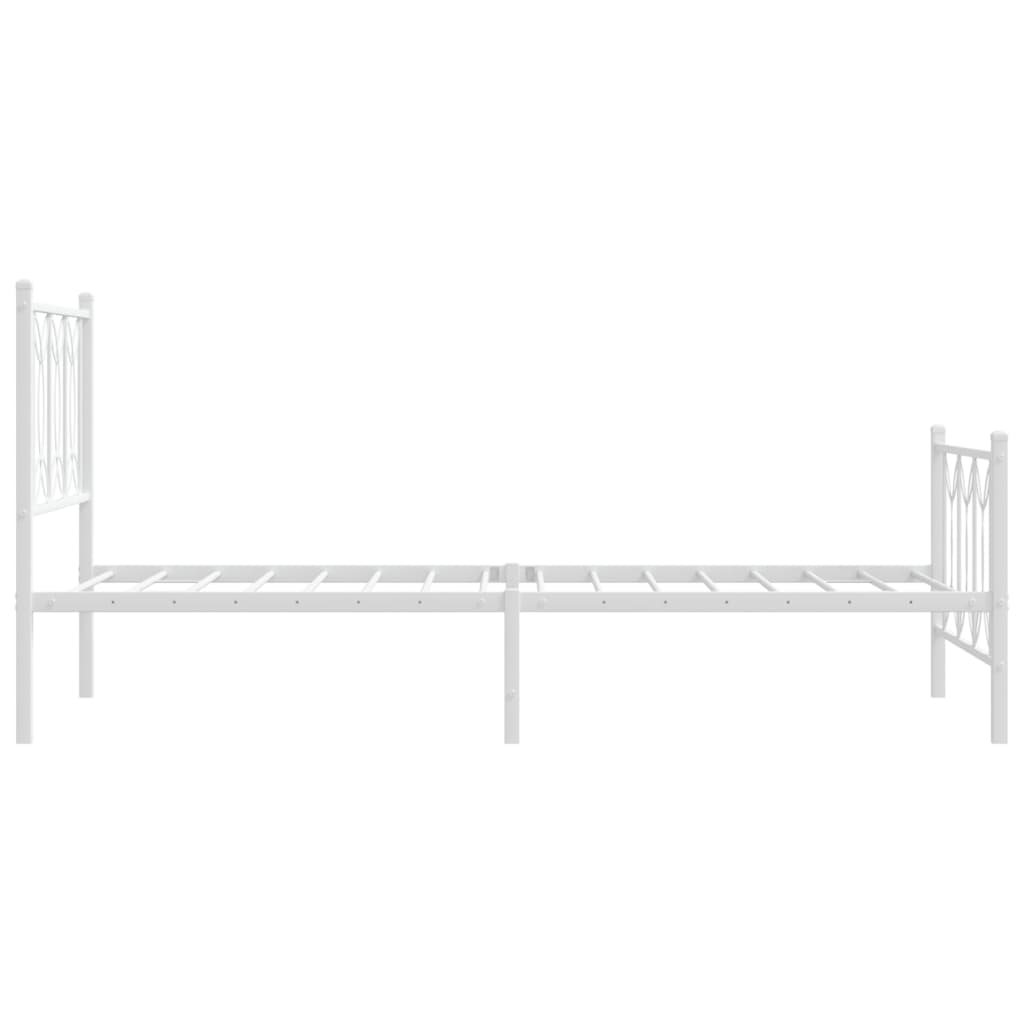 sengeramme med sengegavl og fodgærde 75x190 cm metal hvid