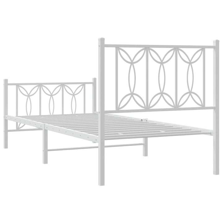 sengeramme med sengegavl og fodgærde 75x190 cm metal hvid