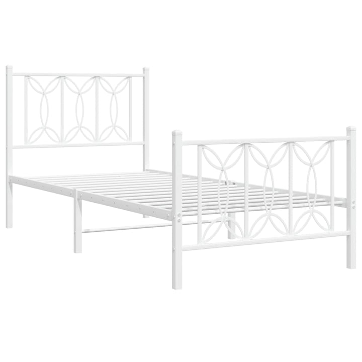 sengeramme med sengegavl og fodgærde 80x200 cm metal hvid