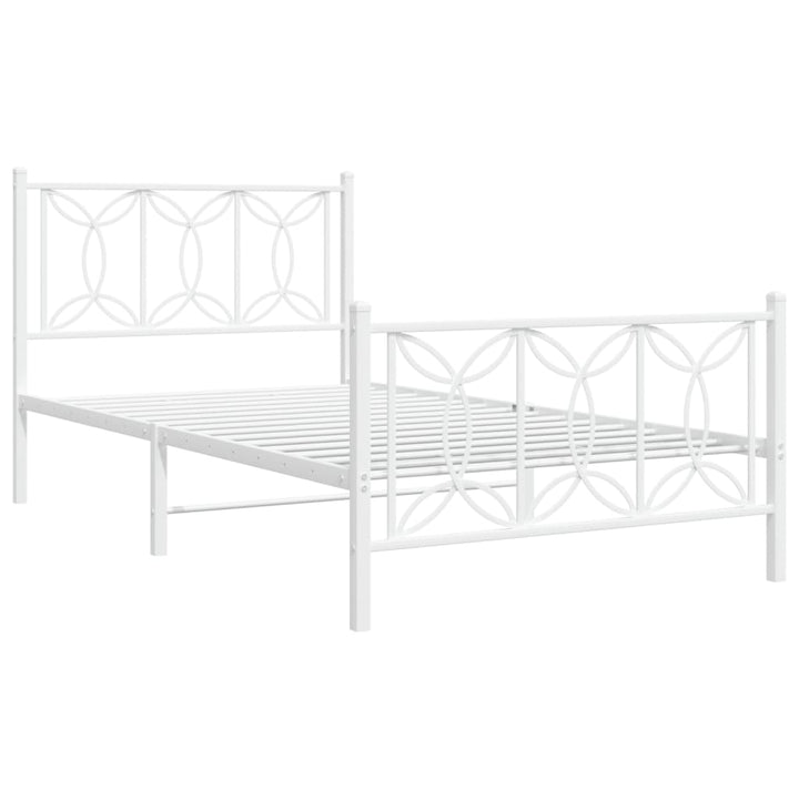 sengeramme med sengegavl og fodgærde 100x200 cm metal hvid