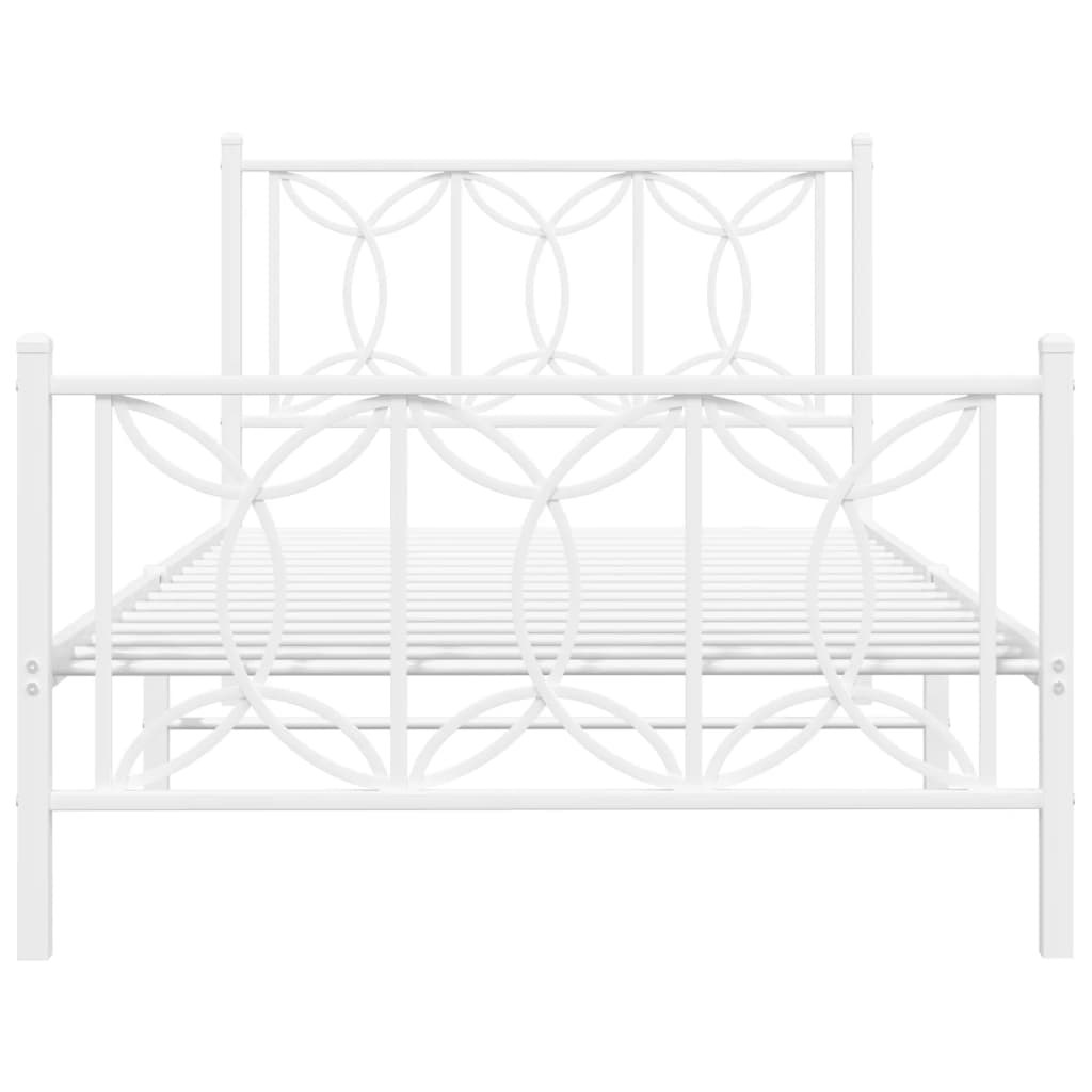 sengeramme med sengegavl og fodgærde 100x200 cm metal hvid