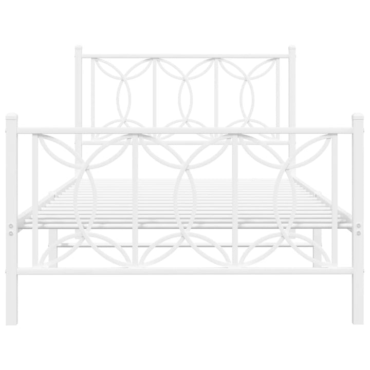 sengeramme med sengegavl og fodgærde 100x200 cm metal hvid