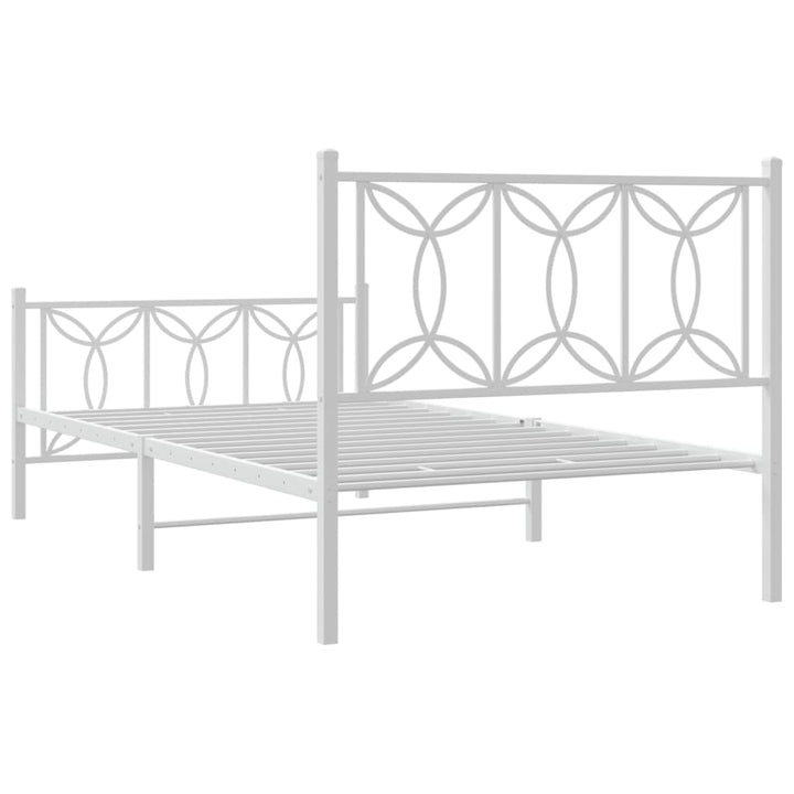 sengeramme med sengegavl og fodgærde 100x200 cm metal hvid