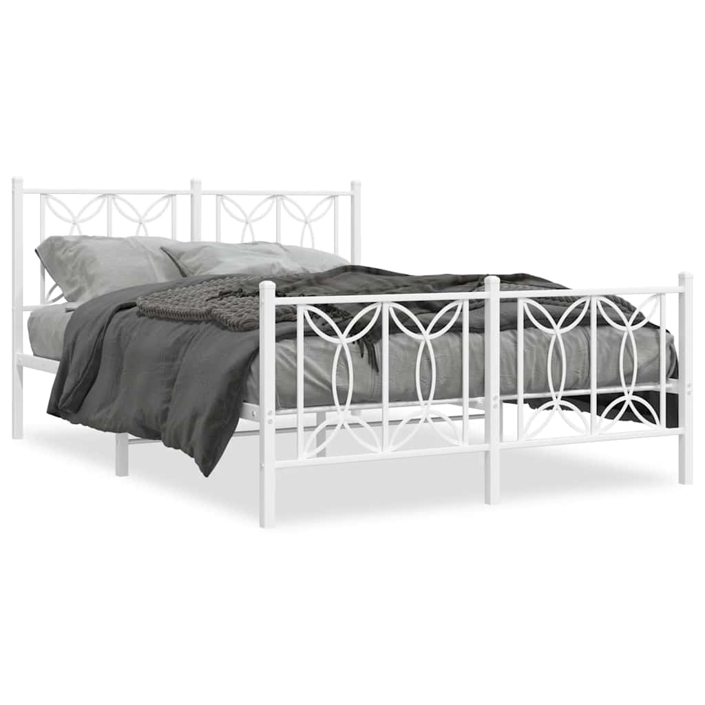 sengeramme med sengegavl og fodgærde 135x190 cm metal hvid