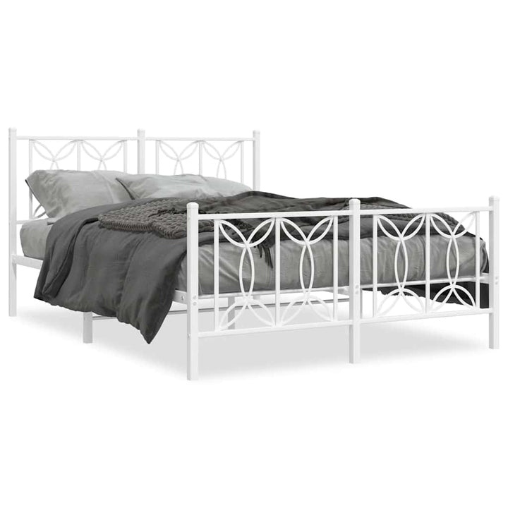 sengeramme med sengegavl og fodgærde 135x190 cm metal hvid