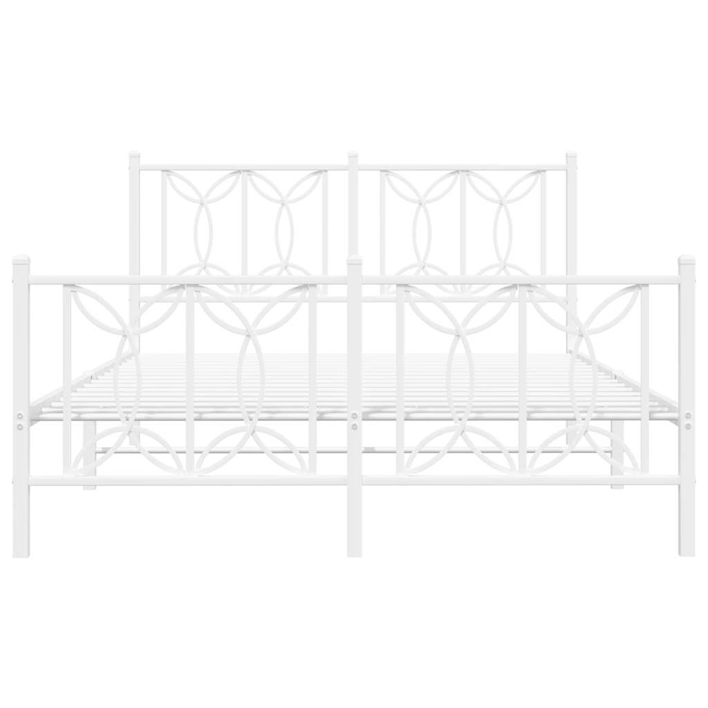 sengeramme med sengegavl og fodgærde 135x190 cm metal hvid