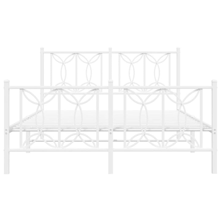 sengeramme med sengegavl og fodgærde 135x190 cm metal hvid