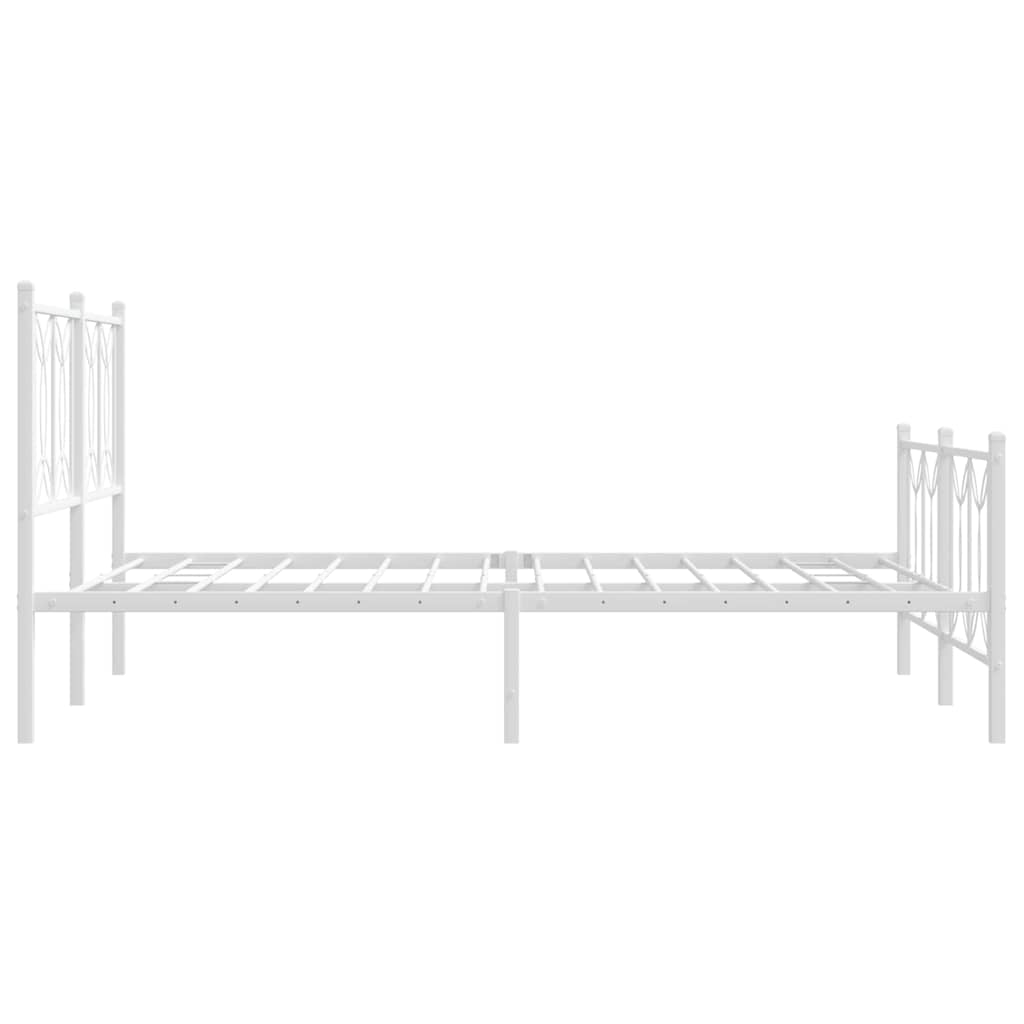 sengeramme med sengegavl og fodgærde 135x190 cm metal hvid