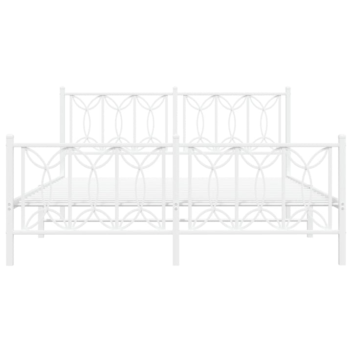 sengeramme med sengegavl og fodgærde 150x200 cm metal hvid