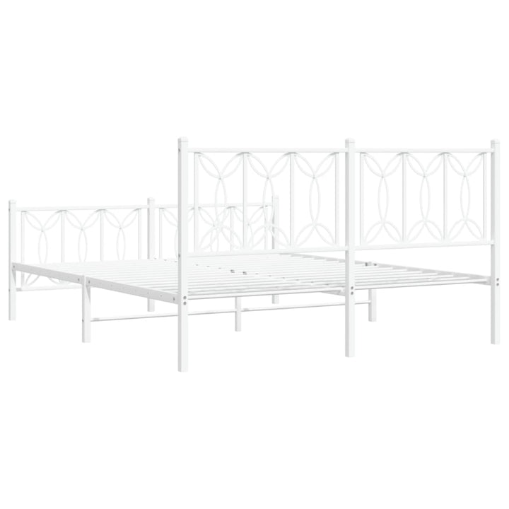 sengeramme med sengegavl og fodgærde 150x200 cm metal hvid
