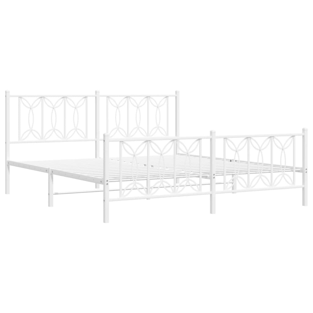 sengeramme med sengegavl og fodgærde 180x200 cm metal hvid