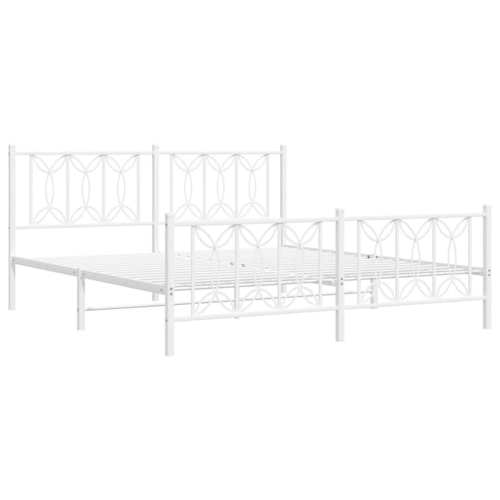 sengeramme med sengegavl og fodgærde 180x200 cm metal hvid