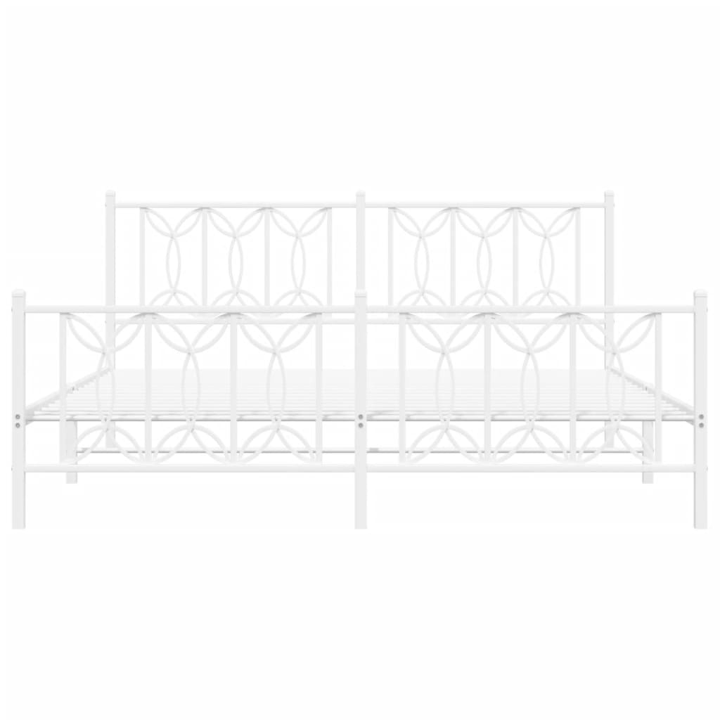 sengeramme med sengegavl og fodgærde 180x200 cm metal hvid