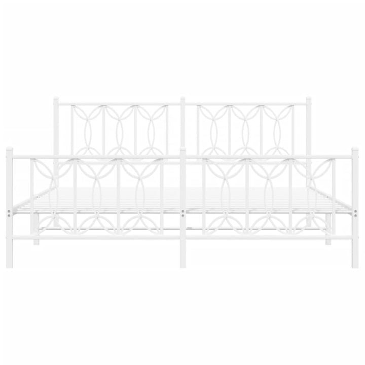 sengeramme med sengegavl og fodgærde 180x200 cm metal hvid