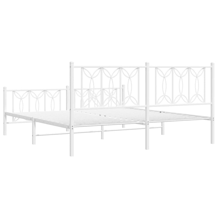 sengeramme med sengegavl og fodgærde 180x200 cm metal hvid