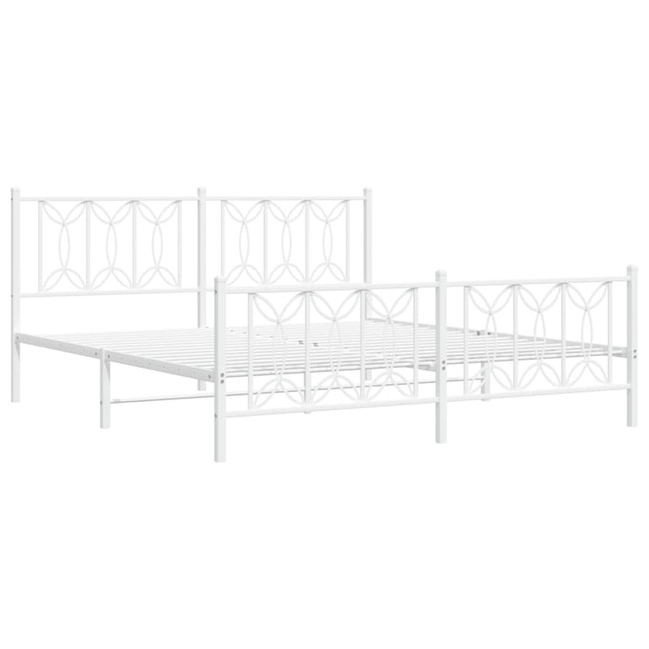 sengeramme med sengegavl og fodgærde 183x213 cm metal hvid