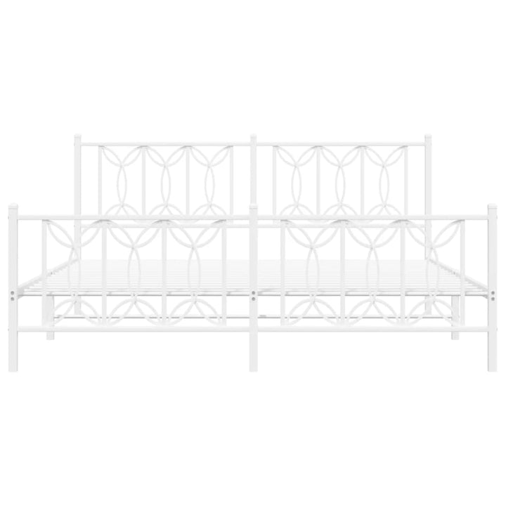 sengeramme med sengegavl og fodgærde 183x213 cm metal hvid