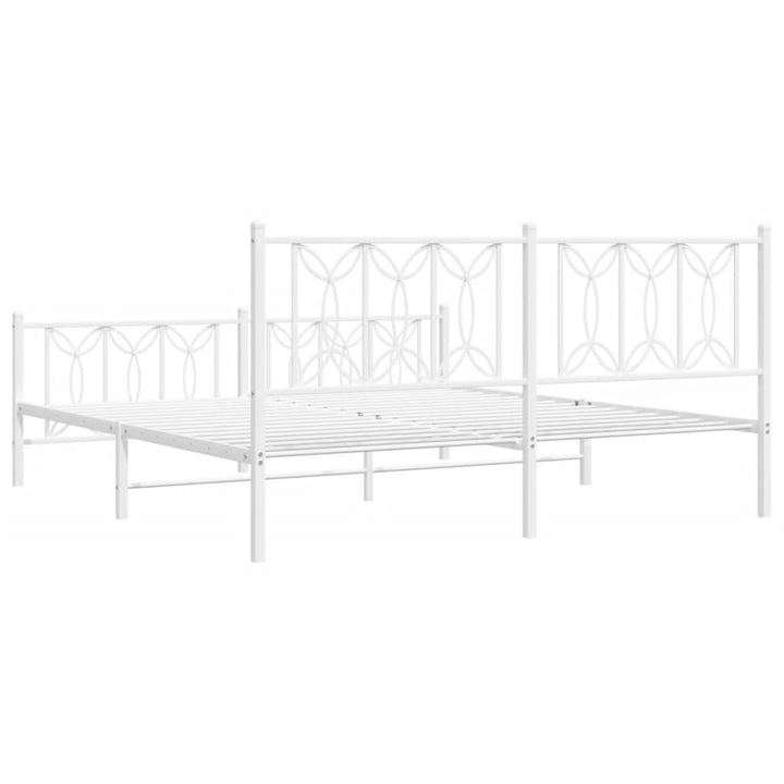 sengeramme med sengegavl og fodgærde 183x213 cm metal hvid