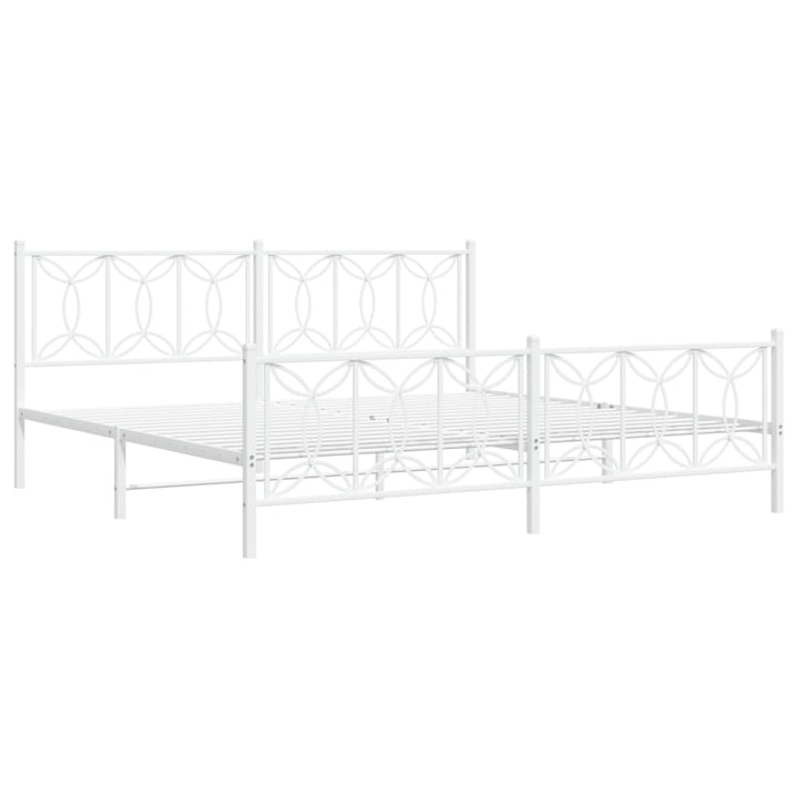 sengeramme med sengegavl og fodgærde 193x203 cm metal hvid