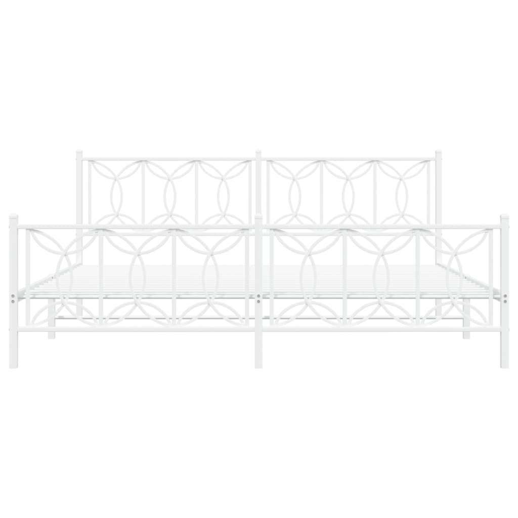 sengeramme med sengegavl og fodgærde 200x200 cm metal hvid
