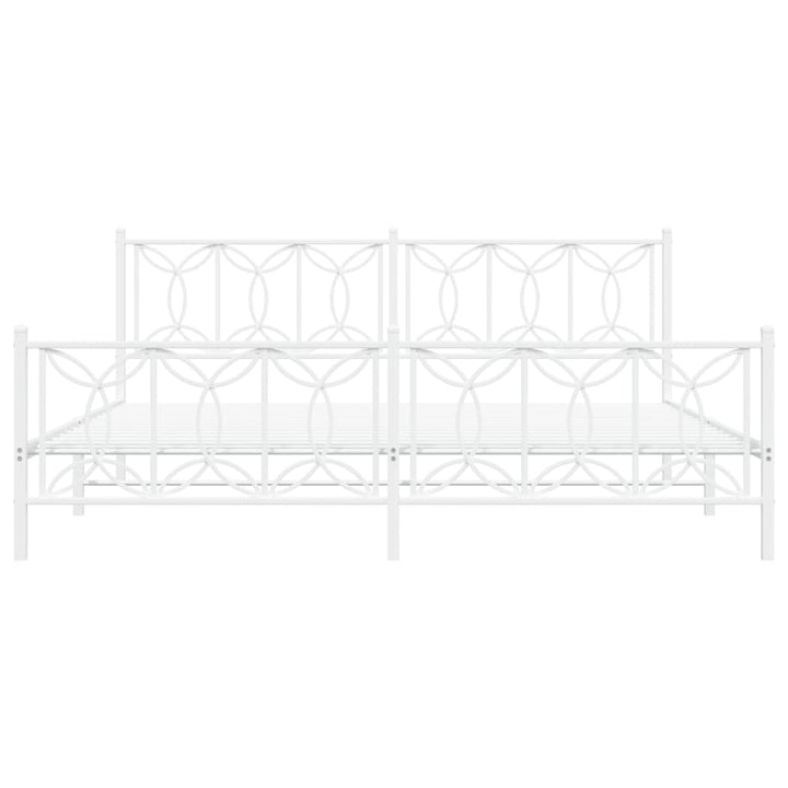 sengeramme med sengegavl og fodgærde 200x200 cm metal hvid