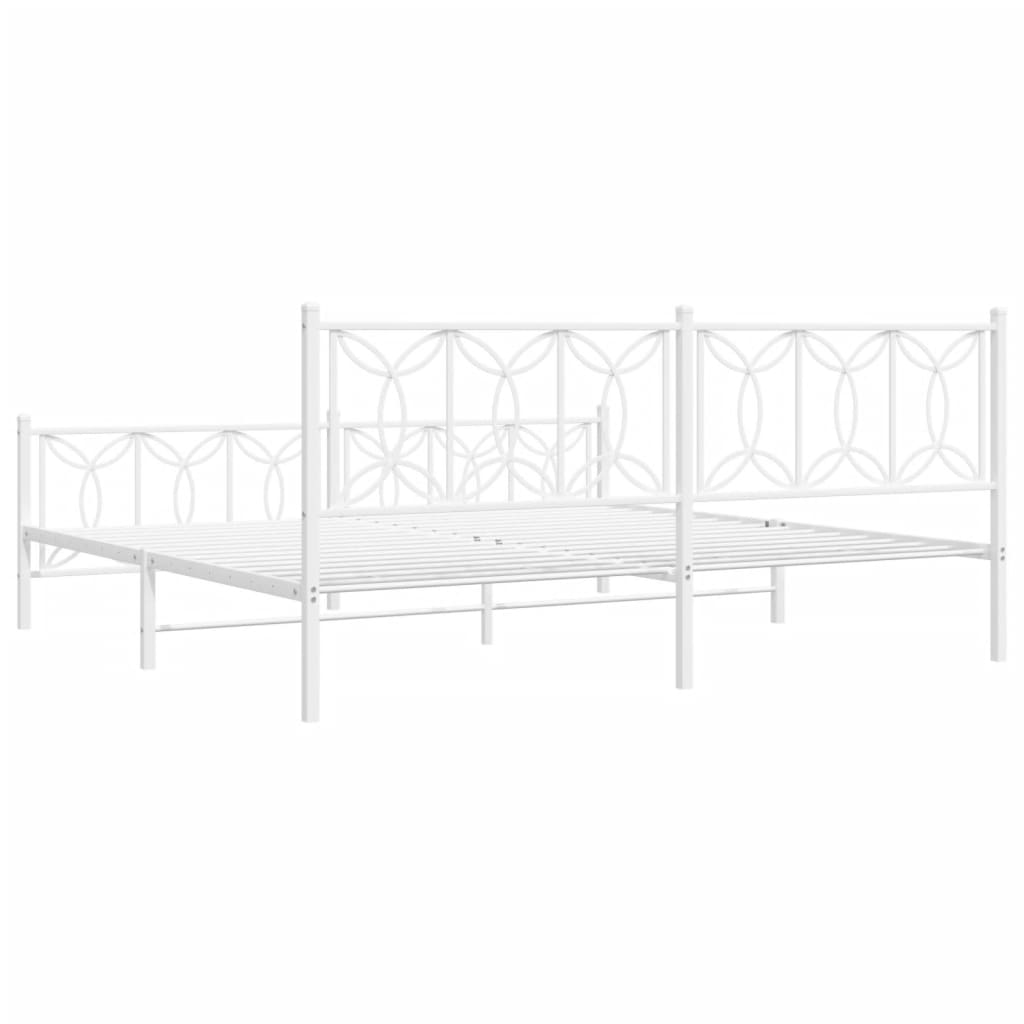 sengeramme med sengegavl og fodgærde 200x200 cm metal hvid