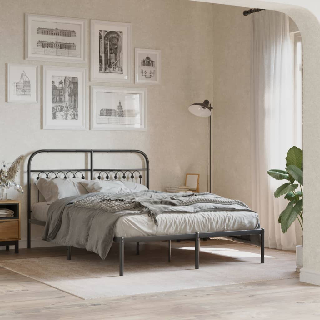 sengeramme med sengegavl 140x200 cm metal sort