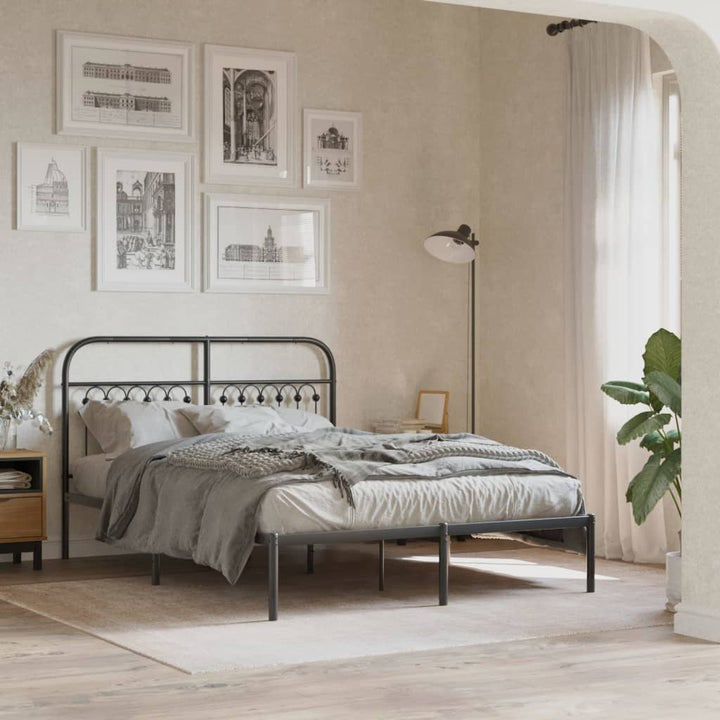 sengeramme med sengegavl 140x200 cm metal sort