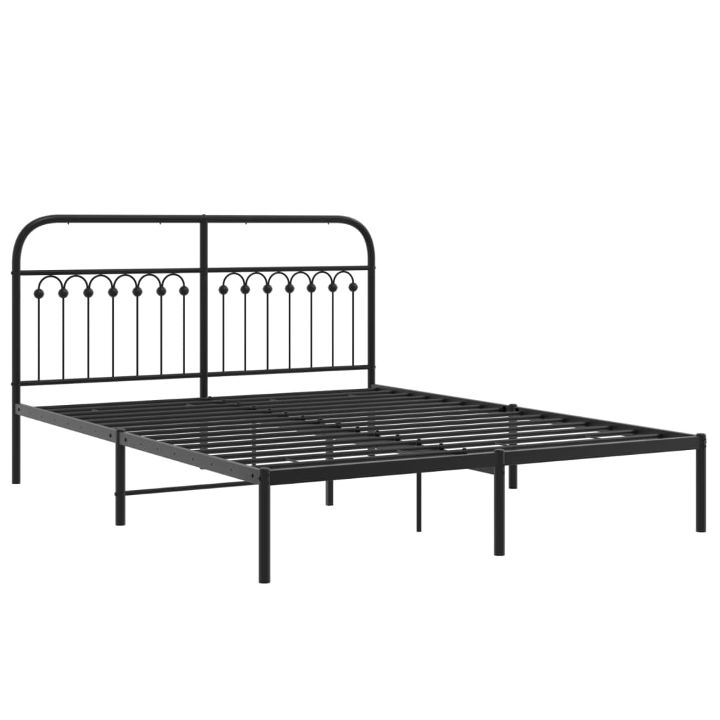 sengeramme med sengegavl 150x200 cm metal sort