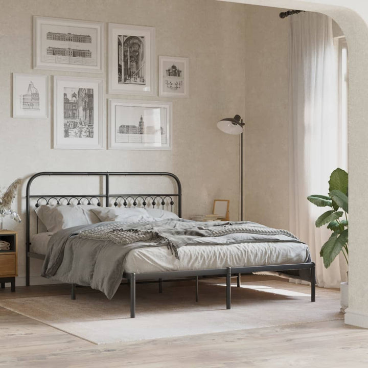 sengeramme med sengegavl 150x200 cm metal sort
