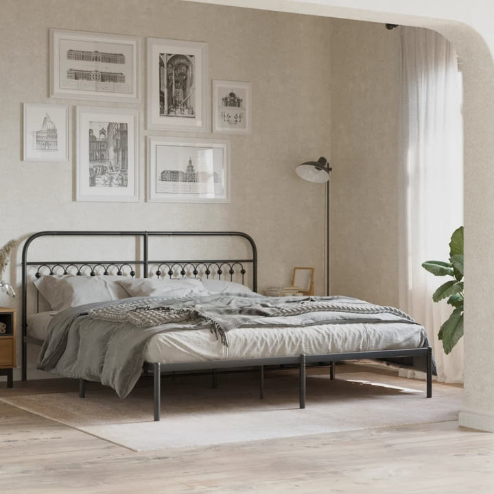 sengeramme med sengegavl 183x203 cm metal sort