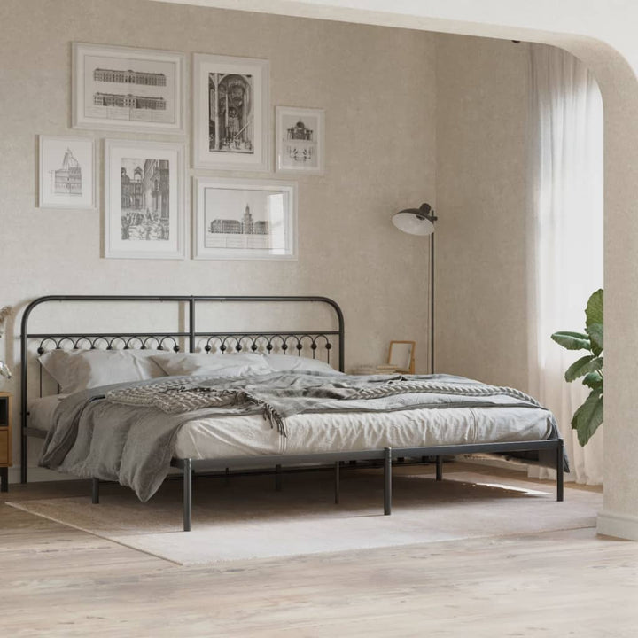 sengeramme med sengegavl 200x200 cm metal sort