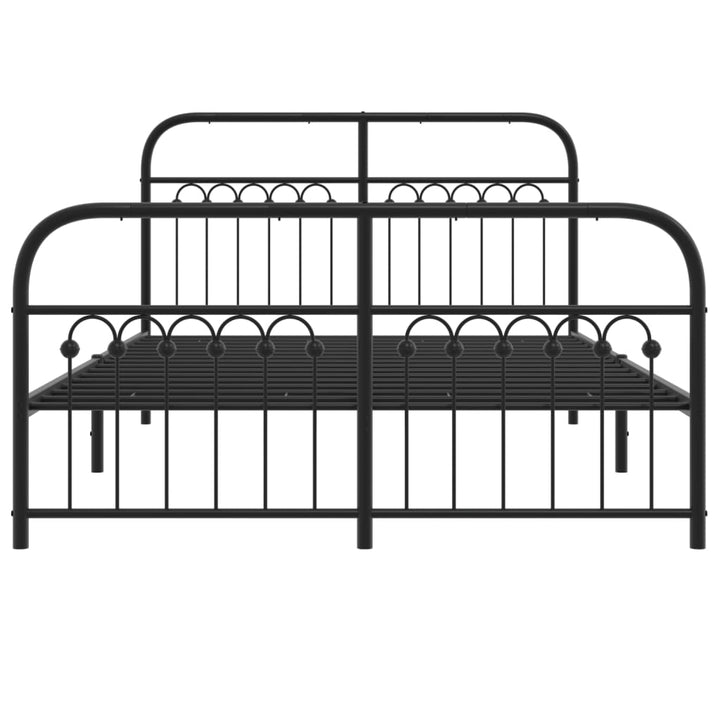 sengeramme med sengegavl og fodgærde 137x190 cm metal sort