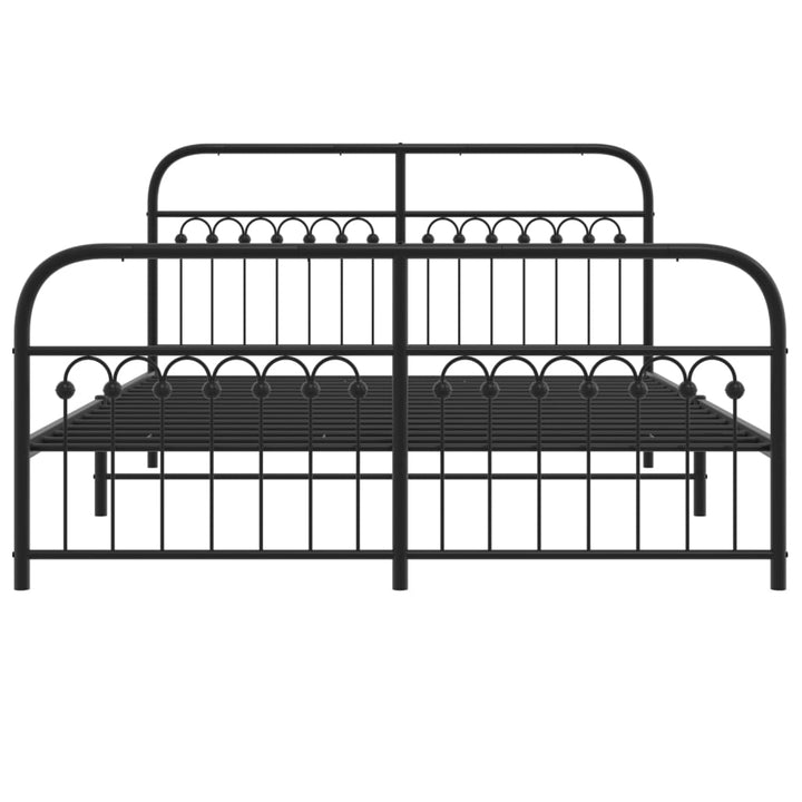 sengeramme med sengegavl og fodgærde 150x200 cm metal sort