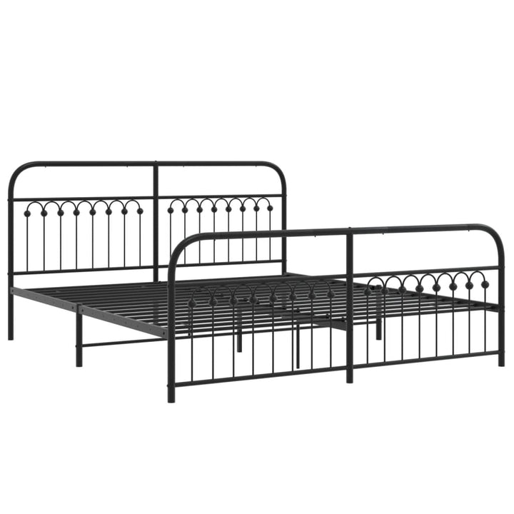 sengeramme med sengegavl og fodgærde 183x203 cm metal sort