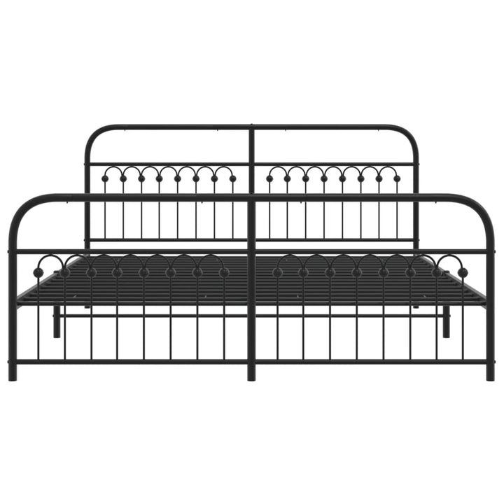 sengeramme med sengegavl og fodgærde 183x203 cm metal sort