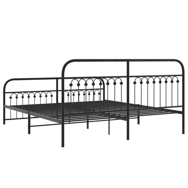 sengeramme med sengegavl og fodgærde 183x203 cm metal sort
