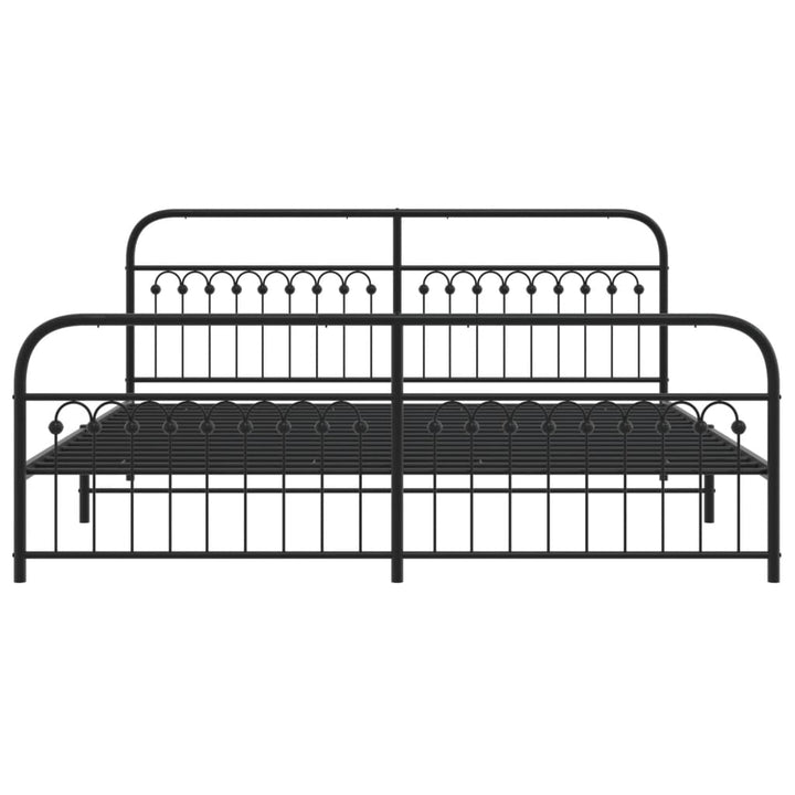 sengeramme med sengegavl og fodgærde 193x203 cm metal sort