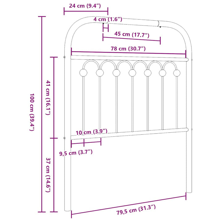 udskiftningsgavl 80 cm metal sort