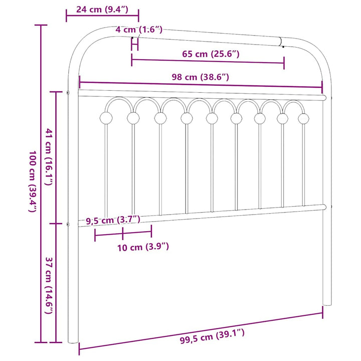udskiftningsgavl 100 cm metal sort