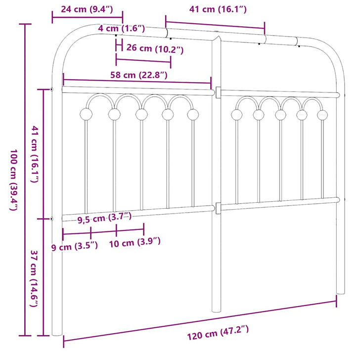 udskiftningsgavl 120 cm metal sort