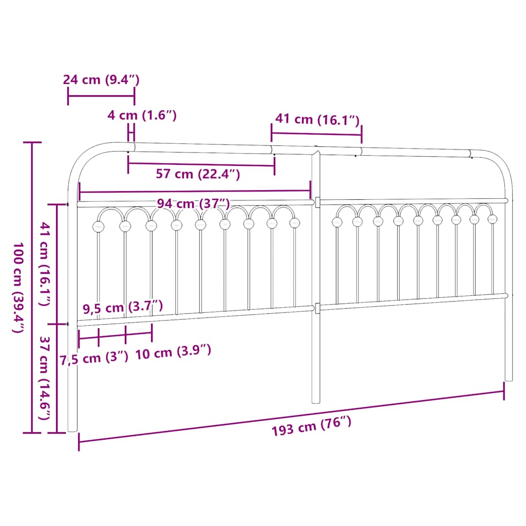 udskiftningsgavl 193 cm metal sort
