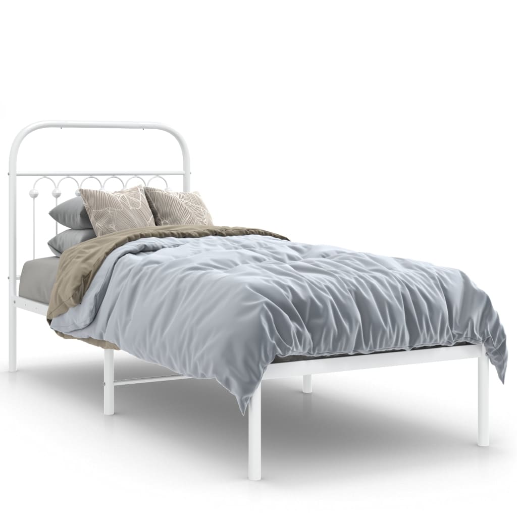 sengeramme med sengegavl 80x200 cm metal hvid