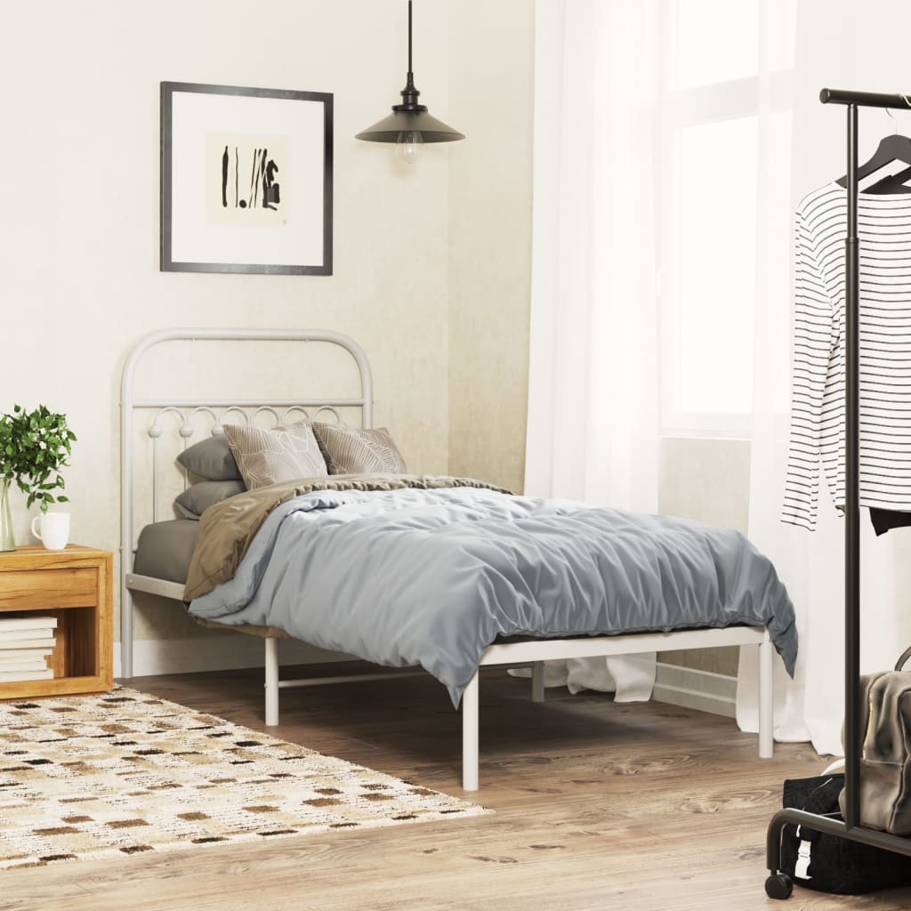 sengeramme med sengegavl 80x200 cm metal hvid