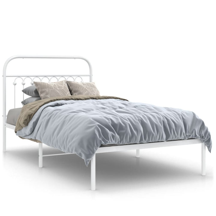 sengeramme med sengegavl 100x190 cm metal hvid