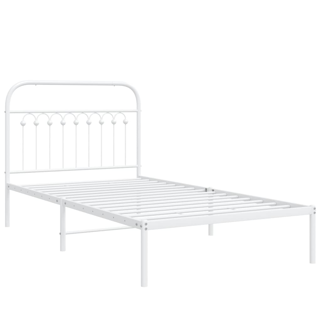 sengeramme med sengegavl 100x190 cm metal hvid