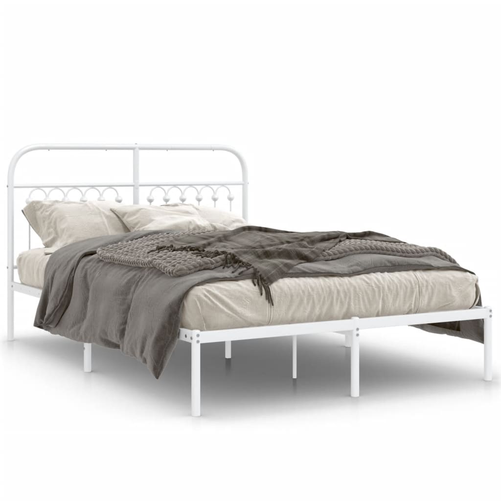 sengeramme med sengegavl 140x200 cm metal hvid